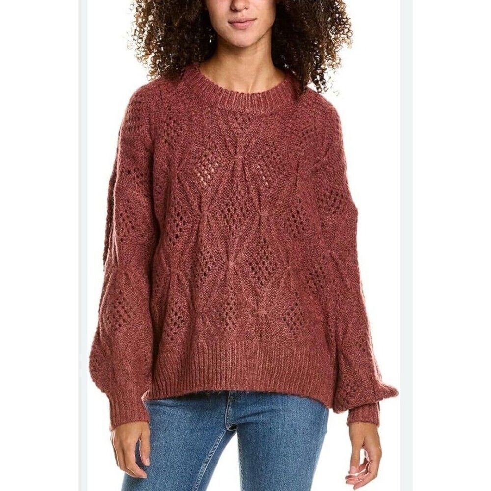 Old navy Pullover Sweater Women's Sz‎ M Brown Crochet Long Sleeve Oversized Fall